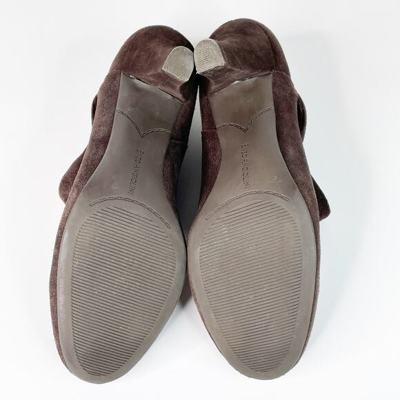 Enzo Angiolini Suede Ankle Booties Fold-Over Collar Brown Size 9M - Picture 9 of 9